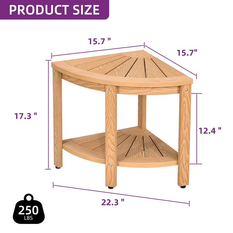 Banc de douche en polystyrène HPS de l 17,12 po Kerstetter, Brun