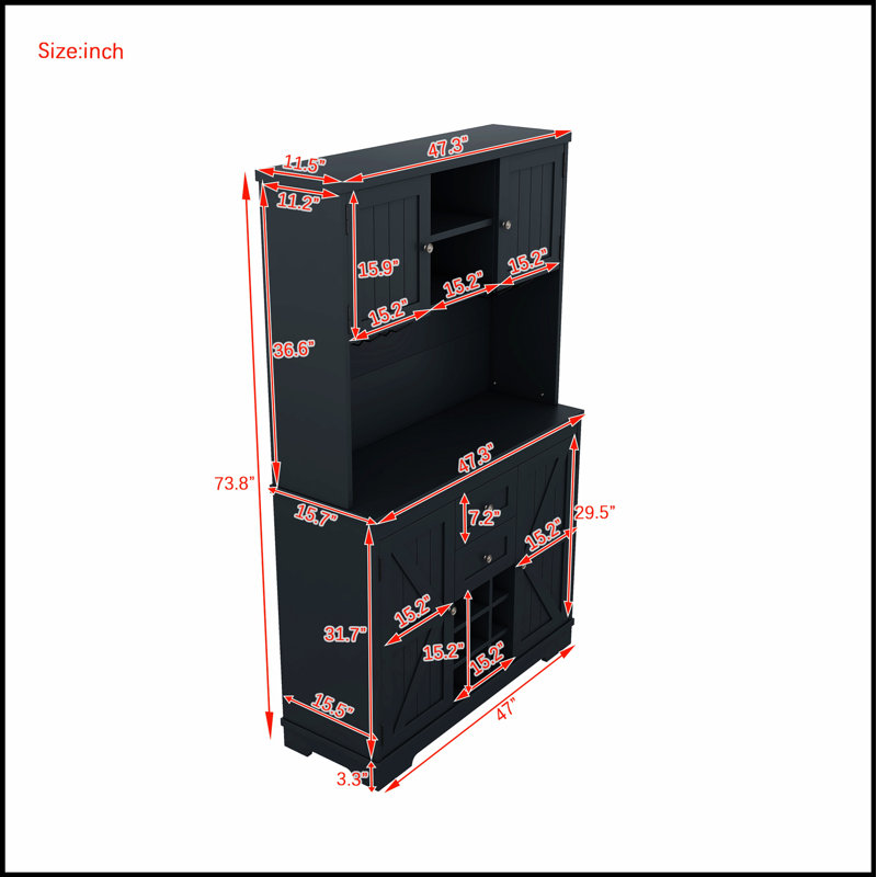 Armoire de cuisine Coffee Bar avec rangement, armoire à vin de ferme avec tiroirs, armoires à vin et porte-verres pour la salle à manger, cuisine