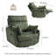 Fauteuil inclinable et oscillant pivotant moderne de 37,5 pouces avec repose-pieds et dossier réglable, tissu en velours côtelé moelleux-936312482