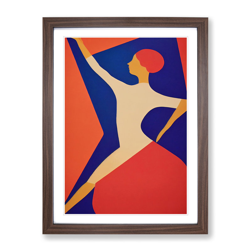 Abstract Ballerina No.5 1 Piece Single Picture Frame Wall Art, 34cm H x 25cm W x 2cm D, Walnut