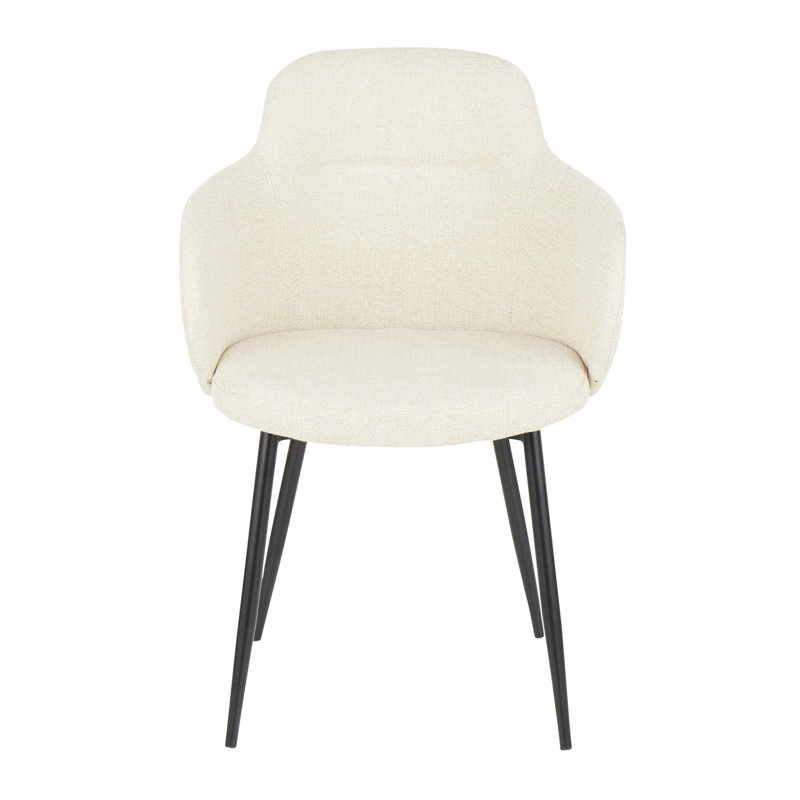 Chaise en métal noir et tissu crème, Cream, Cream