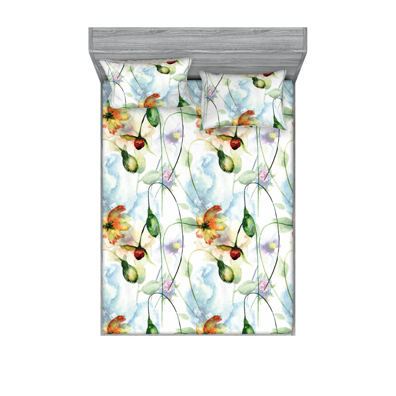 Drap-housse et taies décoratives 3 pièces Ambesonne, Ensemble de draps pour grand lit avec 2 taies d'or