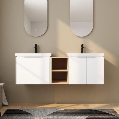 Cascata 60'' Double Bathroom Vanity with Ceramic Top