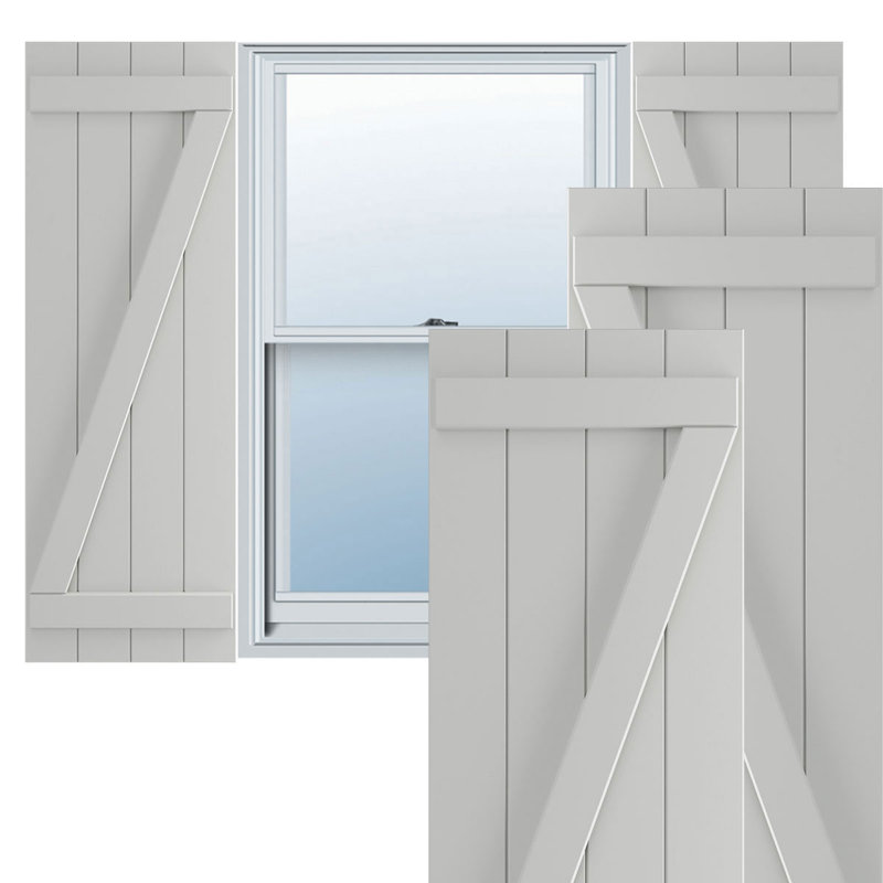 Volets en PVC True Fit, 21.5", Gris tempête de grêle, 79"