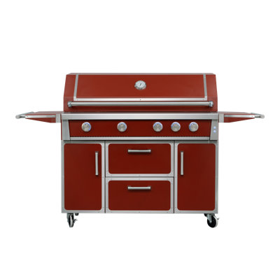 Red Painting LPG 49'' inch 304# Stainless Steel Standard Grill Featuring Four Cast stainless burners and Infrared back burner that provide 99,000 BTU of Powerful Heat