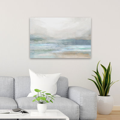 Soft Coastal Mist And Gentle Waves - Landscape Oil Painting Abstract Seascape Art