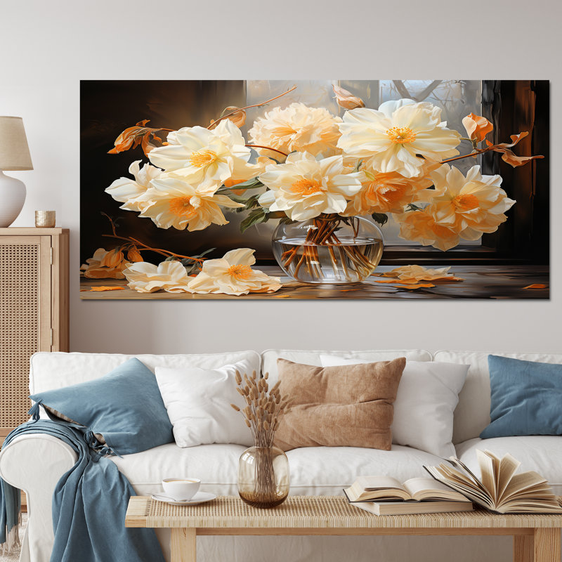 Impression sur toile White Affodils Romantic Impression II, Toile tendue, H 28 po x l 60 po x P 1,5 po