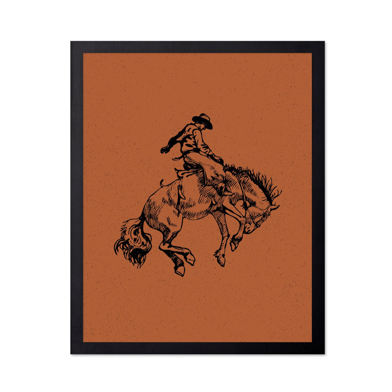 Cowboy brun chevauchant un cheval sauvage, Unframed, Poster, 08"H x 10"W