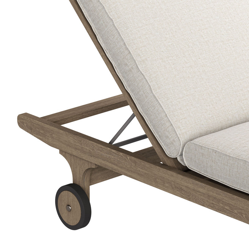 Chaise longue d'extérieur en teck Saratoga, Beige