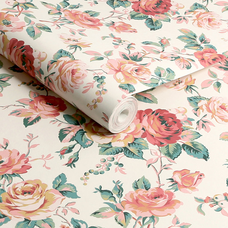 Cath Kidston Garden Rose Floral Wallpaper, Brown