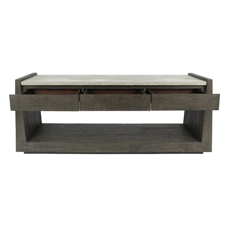 Tori 70" Dark Brown Reclaimed Wood Console Table with Concrete Top