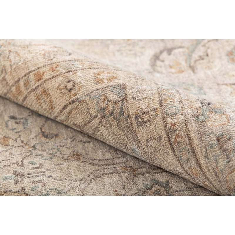 Hand Knotted Southwestern Area Rug in Beige/Gray, Rectangle 5' x 8'