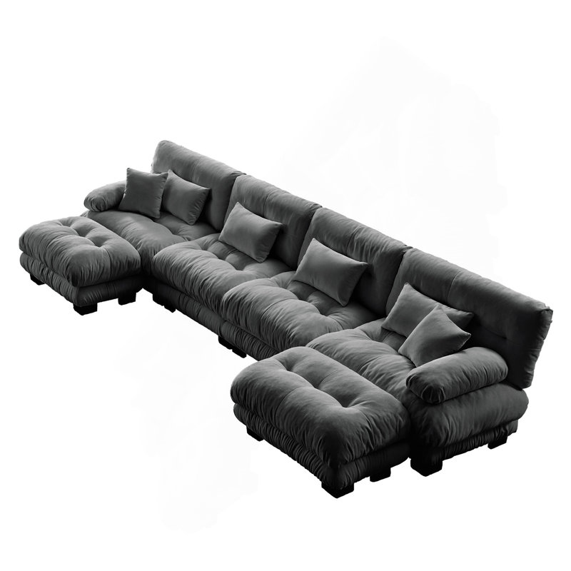Canapé modulaire à combinaison libre, canapé en forme de U pour le salon, canapé confortable à 4 places avec 2 repose-pieds, chenille