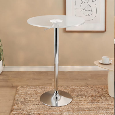 Table de bar ronde à hauteur réglable avec plateau en acrylique transparent et base chromée, 2 places, pour la cuisine ou le divertissement