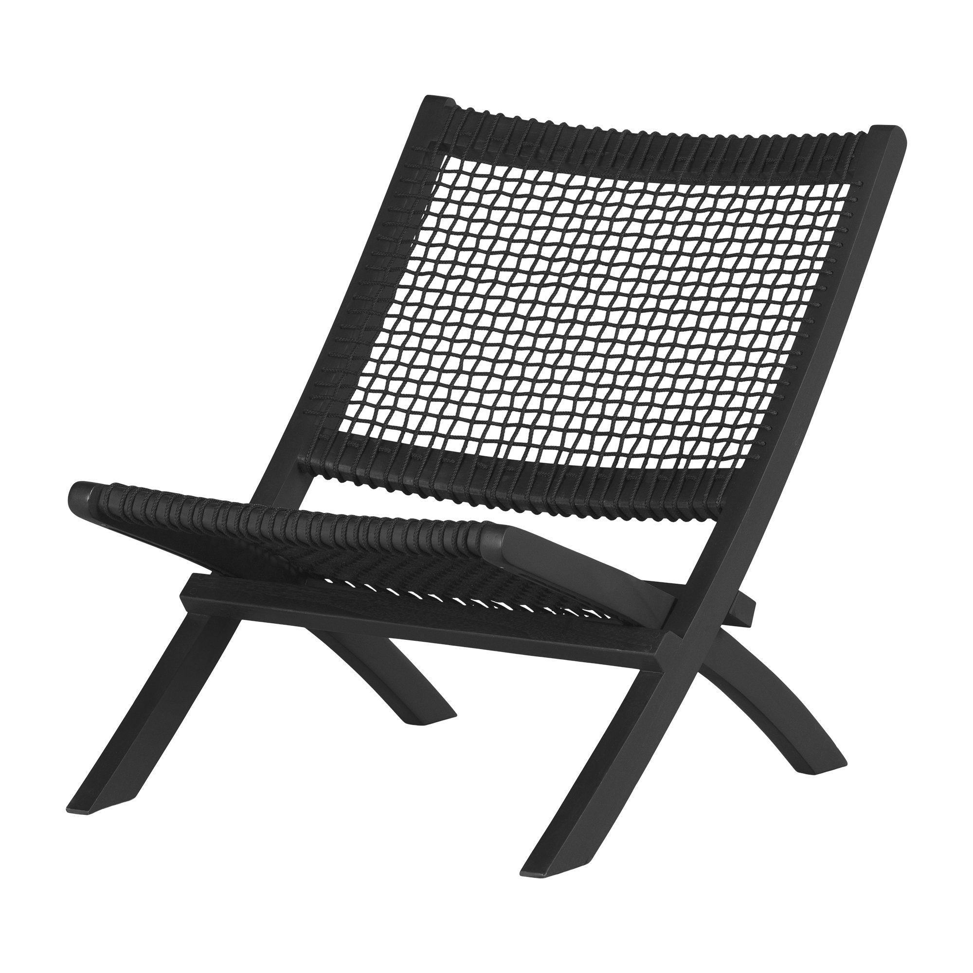 Agave Teak Outdoor Armless Lounge Chair, Black, Black