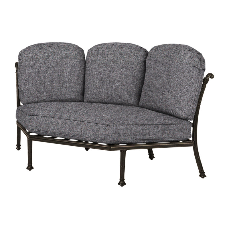 Florence Cushion Three-Back Corner Chair, Cast Slate Sunbrella® Plainweave, Desert Bronze