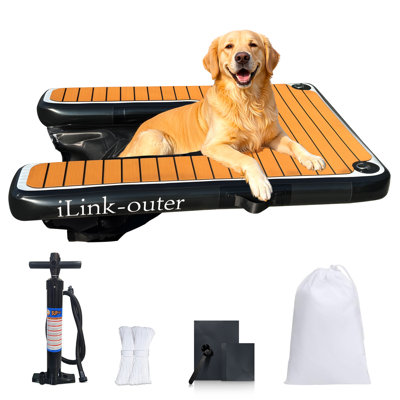 Rampe flottante gonflable pour chien pour piscine, bateau, lac et quai, rampe pour animaux portable avec surface antidérapante et anneaux en D