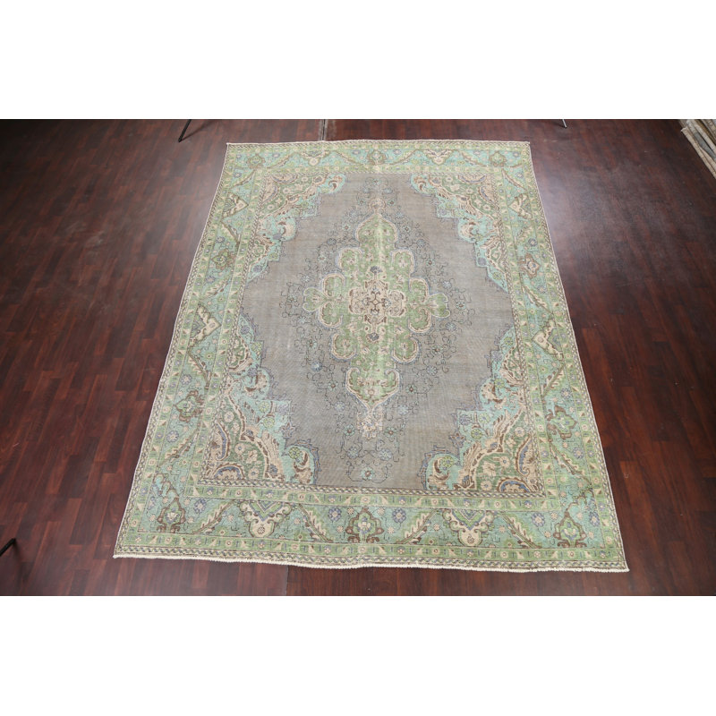Tapis floral motif persan Tabriz noué à la main 9 x 13