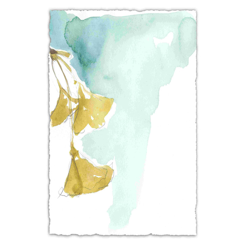 Ginkgo sur sarcelle poussiéreux, H 18 po x l 12 po