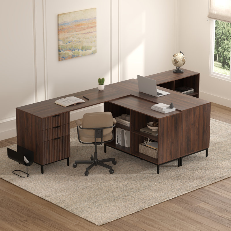 60" Fluted Executive Desk, Brown