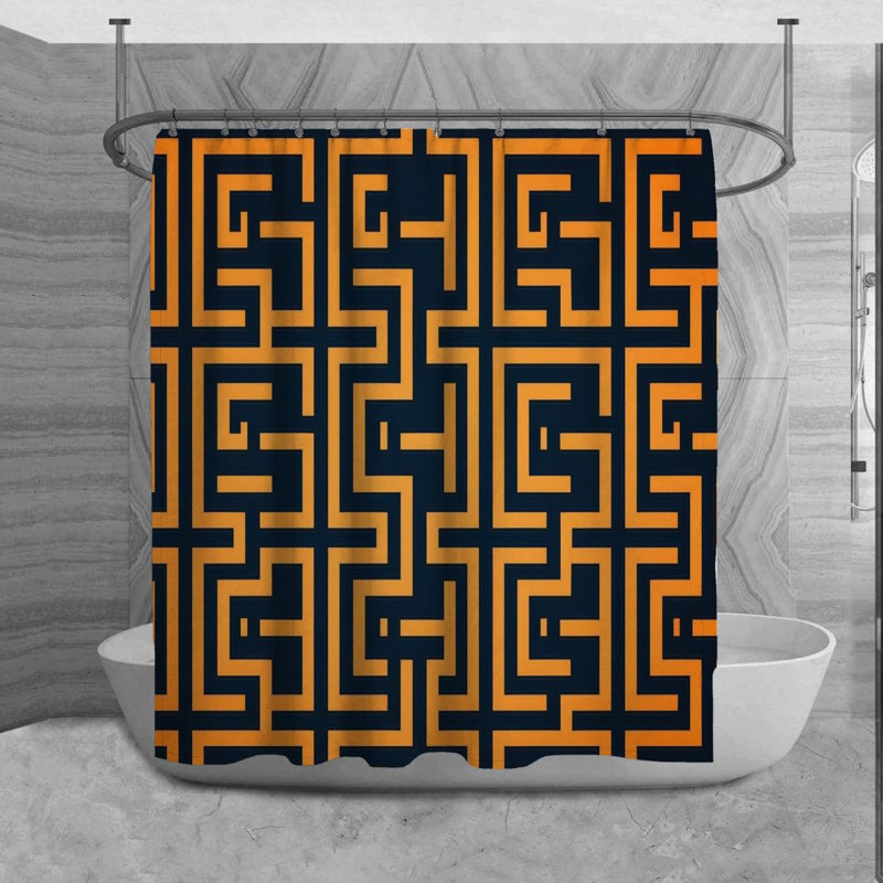 Rideau de douche grecque à motif géométrique de salle de bain 6783, H 84 po x l 70 po