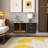 Modern Sideboard Buffet Cabinet with Marble Top & Amber Glass Doors – Storage Cabinet with Gold Legs & Handles-1720101058-1720102797