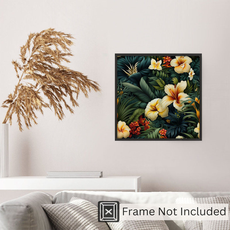 Impression florale hawaïen, H 12 po x l 12 po