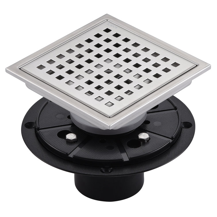 5.91'' Square Grid Shower Drain With Flange