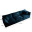 Ensemble de salon 3 pièces en chenille bleue, bois massif, tissu, sièges confortables avec fauteuil d'appoint et 3 pièces en bois, trois