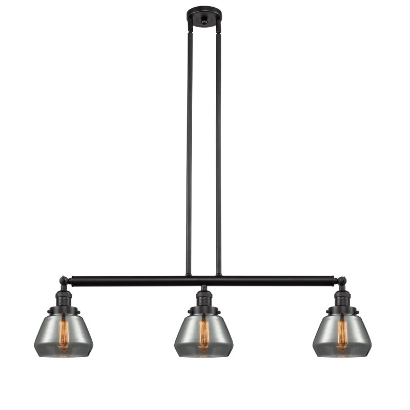 Luminaire suspendu linéaire à 3 lumières pour îlot de cuisine Leininger, Plaqué couleur fumée, Bronze huilé