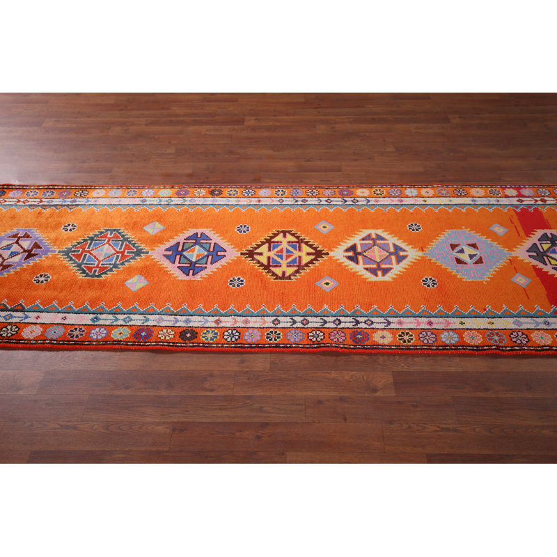 Tapis turc Anatolian orange fait à la main 3 x 13