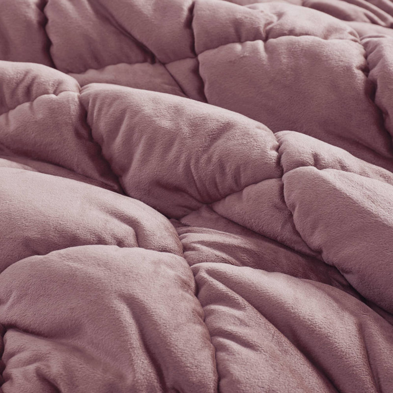 Ensemble d'édredon en velours Velvet Dream Puff, Édredon pour lit simple + 1 taie décorative stan, Rose