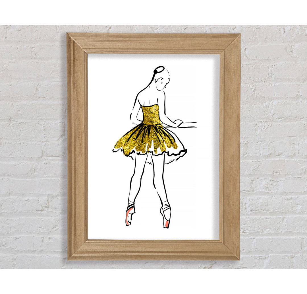 Golden Pink Ballerina 3 Gerahmter Druck