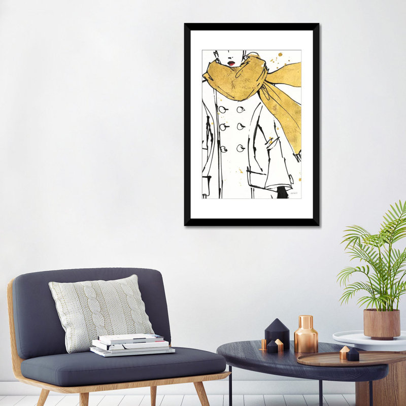 «Fashion Strokes III», reproduction d'art sur toile, H 32 po x l 24 po x P 1 po, Papier avec cadre noir, Blanc
