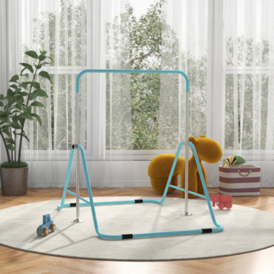 Gymnastics Bar, 58.3"L x 41.3"W x 50.5"H, Steel, 1 Pc, Green, Safe and Shock-Absorbing: A firmly grounded, non-slip, shock-absorbing base protects the floor