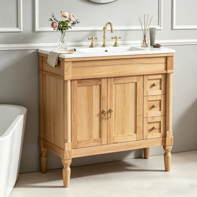 Meuble-lavabo de salle de bain avec lavabo en céramique