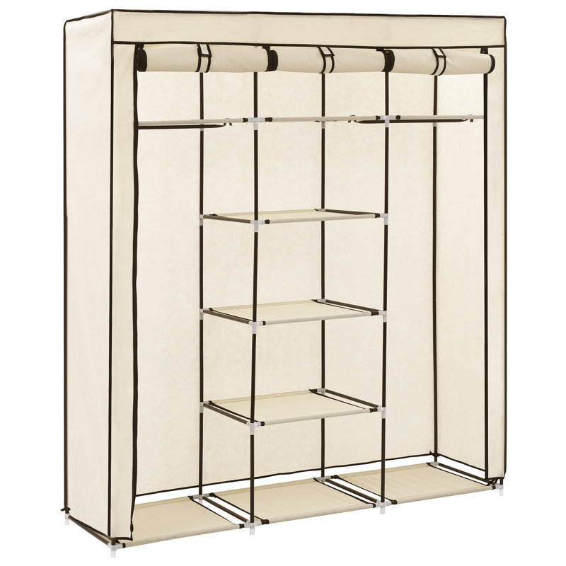 Armoire avec compartiments et tringles 59,1 po x 17,7 po x 68,9 po, Crème, crème