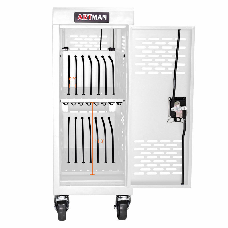 Office Filing Cabinet, 16-Compartment Removable Locking Cabinet, White