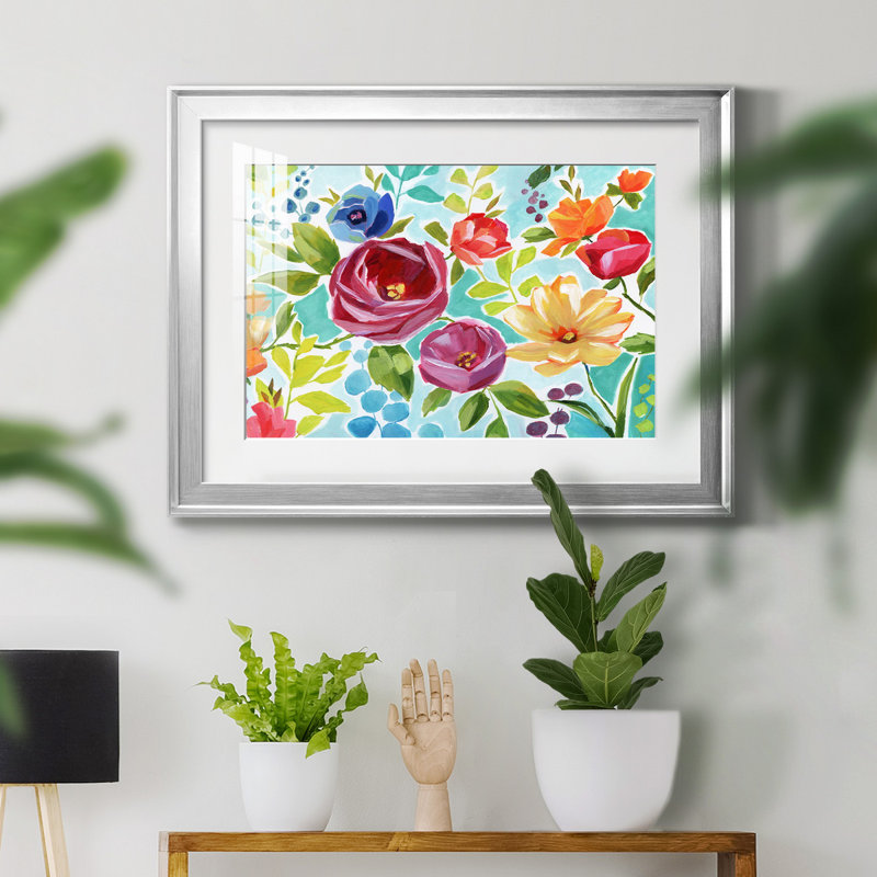 Modern Garden IV - peinture encadrée, H 22,5 po x l 30,5 po x P 1,5 po, Papier avec cadre argenté, Blanc mat