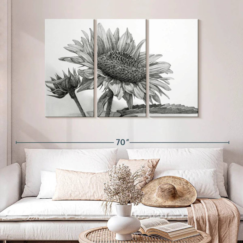 Harnek tournesol noir et blanc, H 32 po x l 50 po