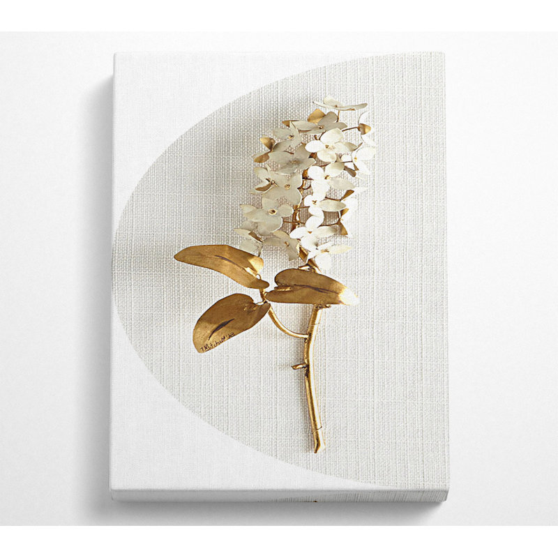 Gold Stem On Grey And White - No Frame Print on Canvas, 142.2cm H x 101.6cm W