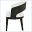 Chaise avec accoudoirs à dossier demi-tonneau bruni et tissu crème