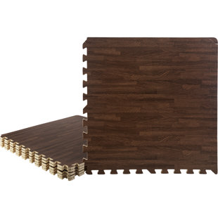 Tapis de sol en mousse Stalwart 6PK - 24 pieds carrés, bois clair (Ensemble de 6)