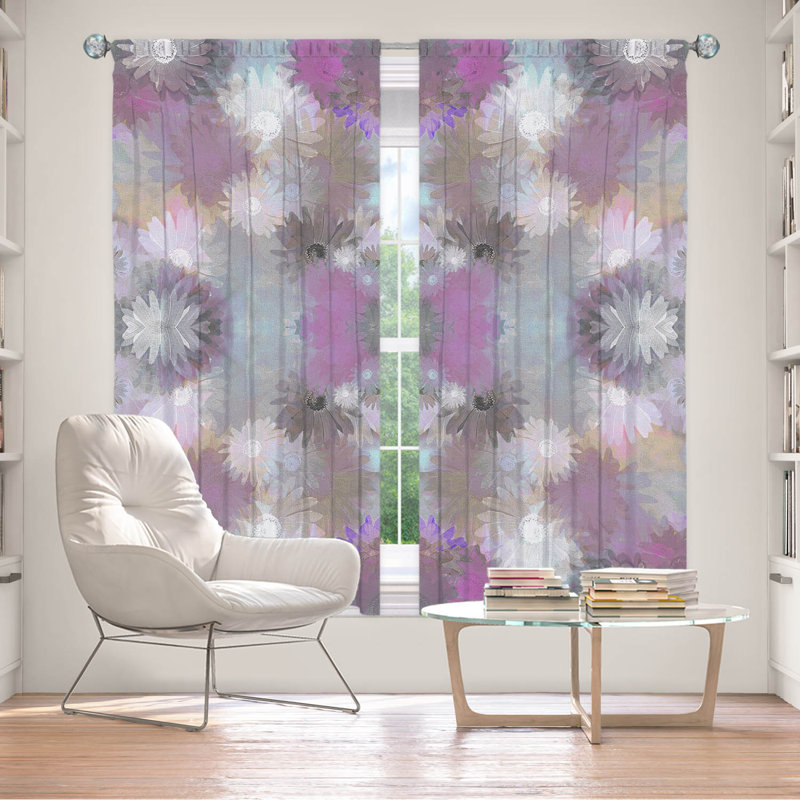 Galyna Room Darkening Curtain Pair, 40" W x 82" L, Purple/Gray/White