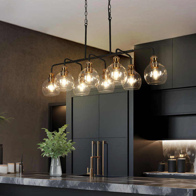Lustre linéaire pour îlot de cuisine 8 lumières à intensité variable salzmann