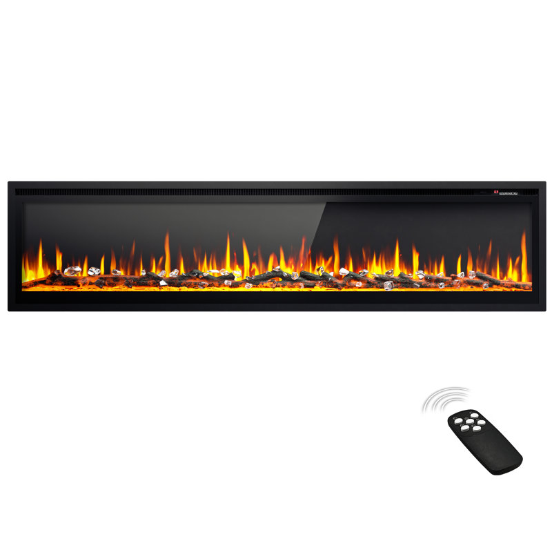 Electric Fireplace Insert With Remote Control,adjustable Flame And Ember Bed Colors,low Noise,overheating Protection, Black