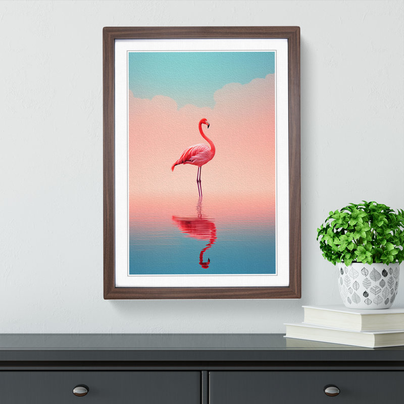 Single Picture Frame Print on Wood, 64cm H x 46cm W, Walnut Framed