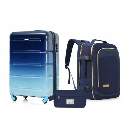 20 inch 3-Piece Hardside Luggage Set with Spinner Wheels, TSA Lock, Duffel Bag and Wet/Dry Toiletry Bag (Set of 3)