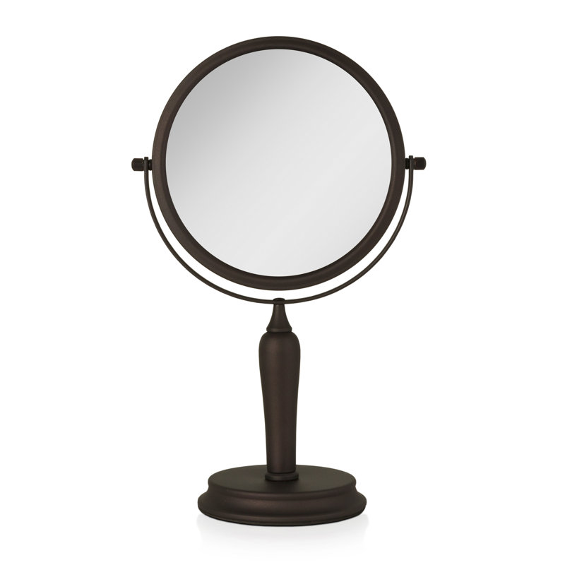 Miroir de coiffeuse ANAHEIM à deux côtés avec grossissement 5X / 1X, Noir mat