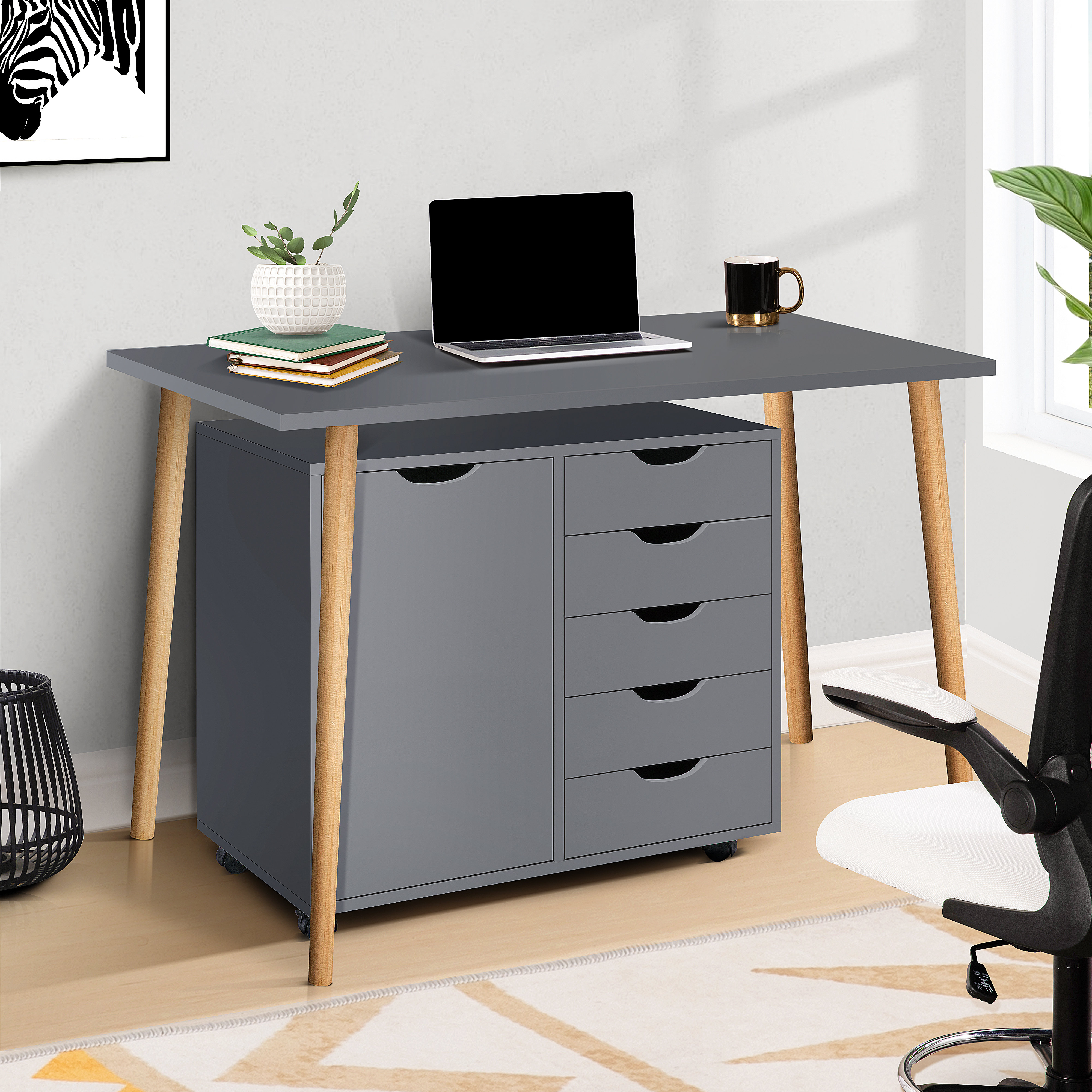 2-Drawer Narrow File Cabinet with Seat by UPLIFT Desk